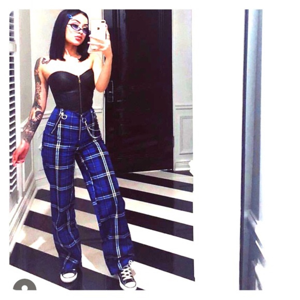 Fashion Nova Plaid to Perfection Pants High Rise S